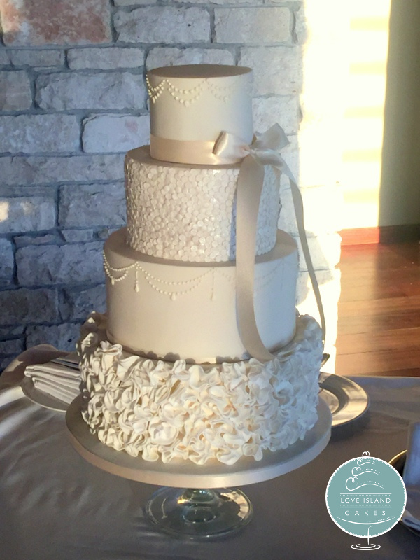 Four tier ivory sequin and frills