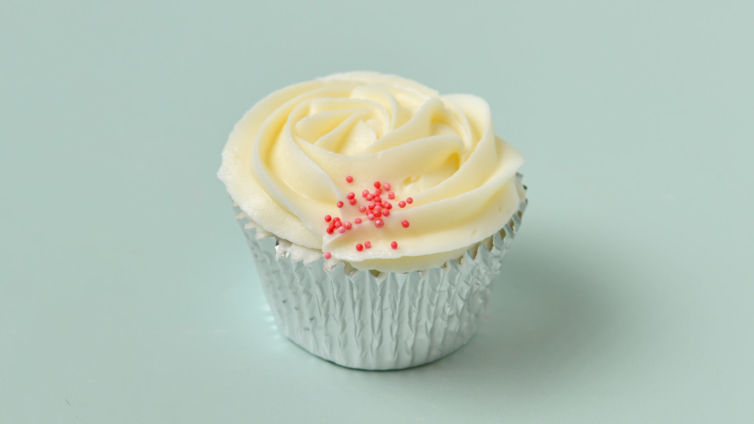 Red velvet cupcake with sweet cream cheese frosting