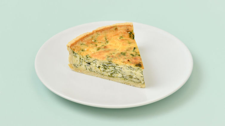 Spinach and blue cheese quiche